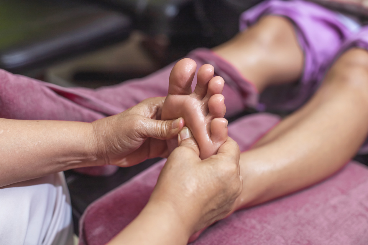 Thai foot massage is a blend of foot massage and reflexology. acupressure foot